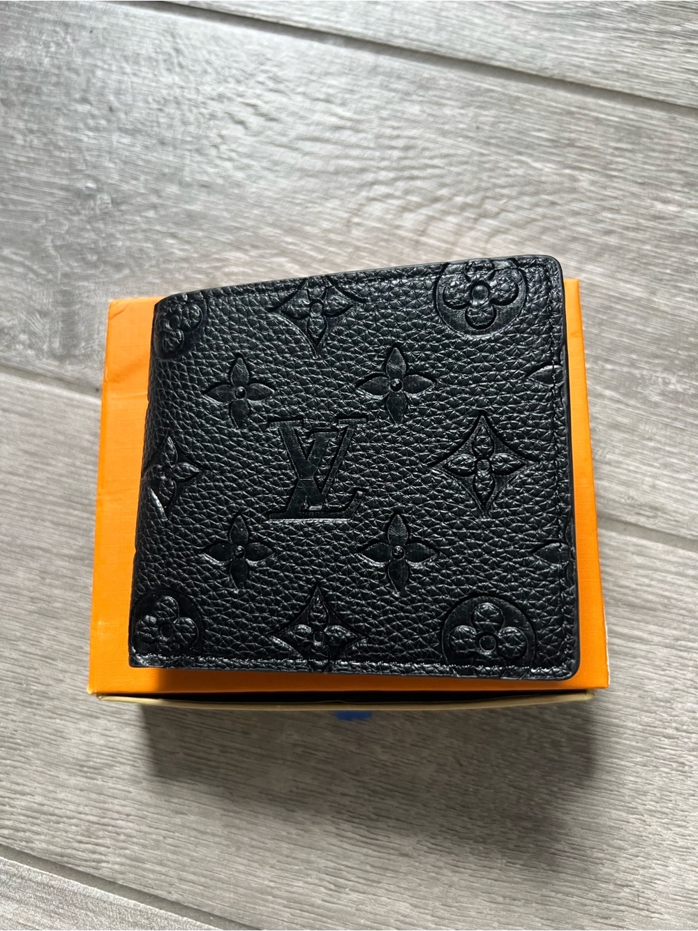 Louis Vuitton Black Embossed Monogram Money Clip Wallet